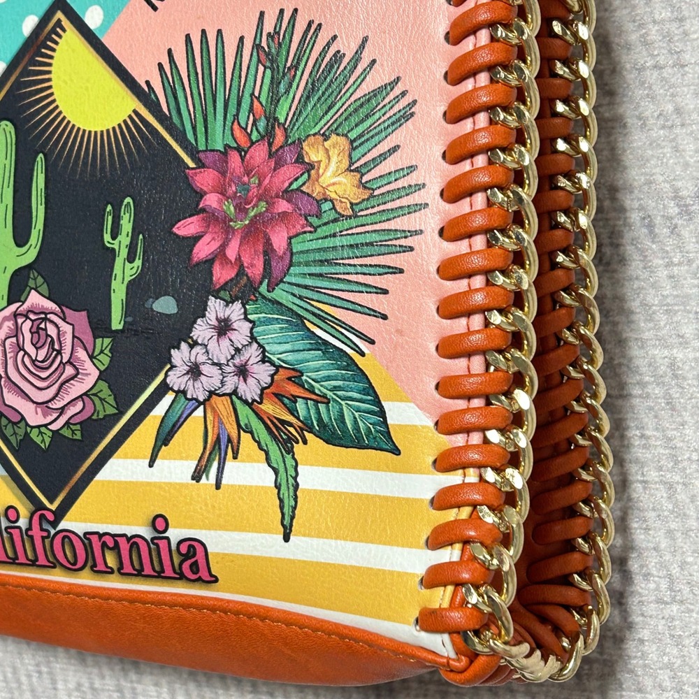Nicole Lee California Sunset‎ Satchel Crossbody Bag Floral Cactus Print Orange - Picture 5 of 10